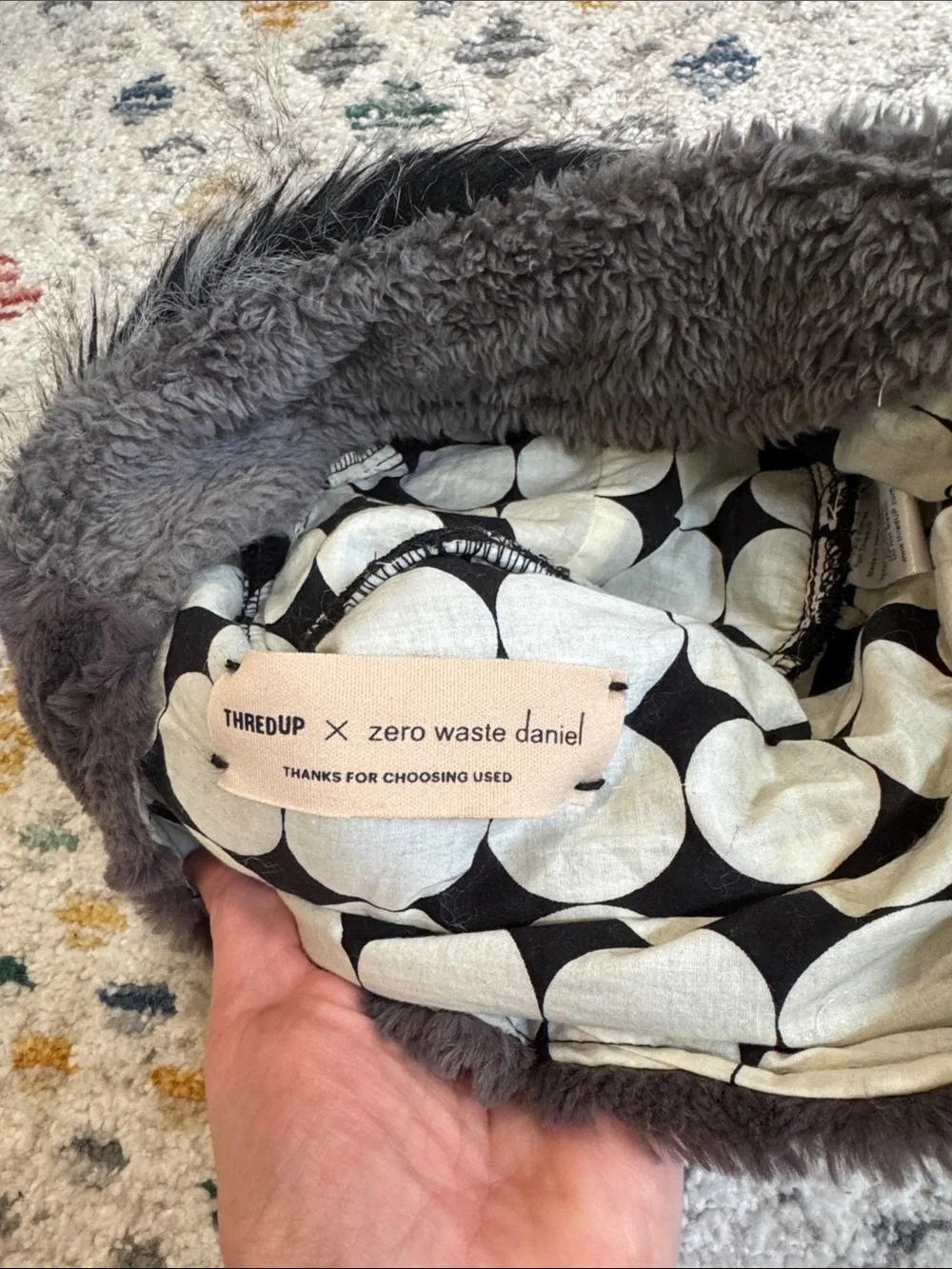 Zero Waste Daniel x ThredUp Faux Fur Bucket Hat Gray Black Winter Hat